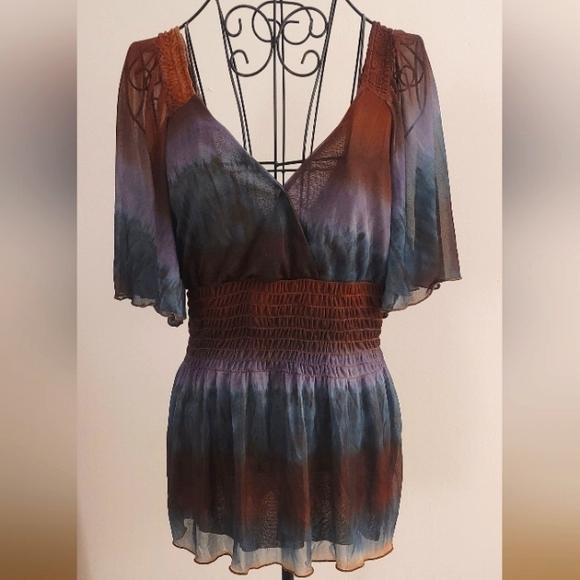 cha cha vente Tops - Cha Cha Vente Multicolor Sheer Blouse